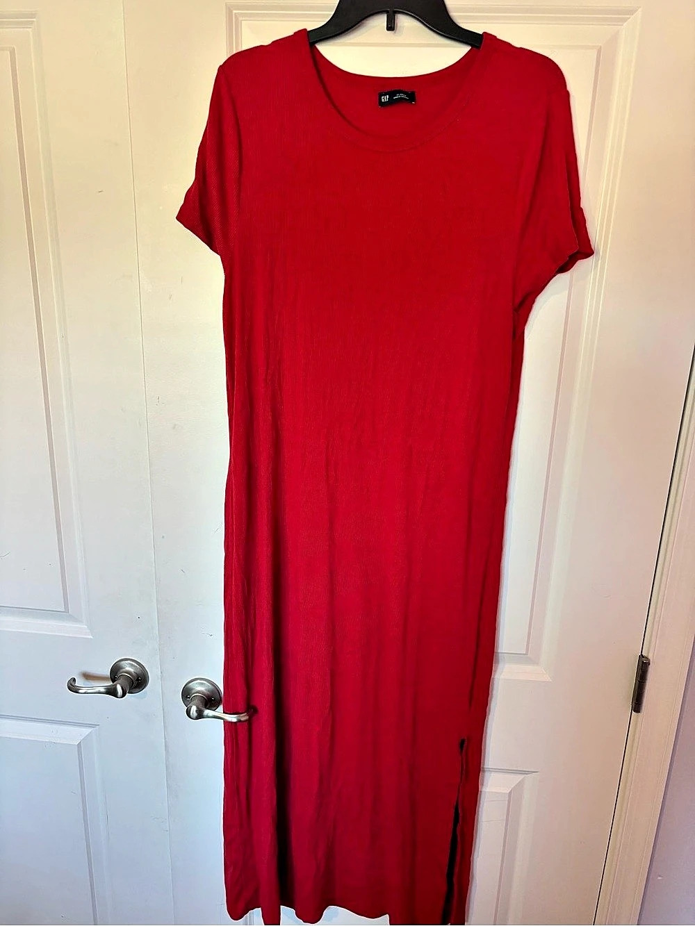 Gap Modern Rib Maxi T-Shirt Dress Red Size XL